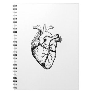 Caderno Espiral Arte de Linha Vintage Coração Anatômico