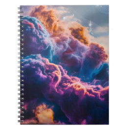 Caderno Espiral Arte de Nebulosa Espacial Abstrata - Colorida e Có