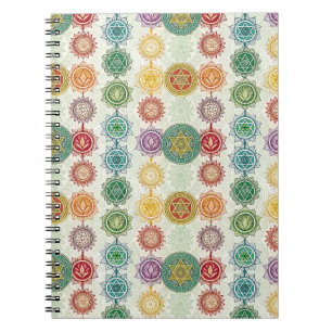 Caderno Espiral Arte de Padrão de Design de Mandala Símbolo de Ene