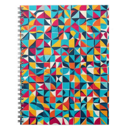 Caderno Espiral Arte de Padrão Geométrico Colorida