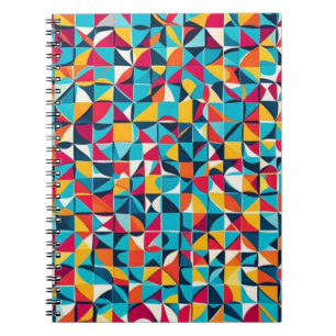 Caderno Espiral Arte de Padrão Geométrico Colorida