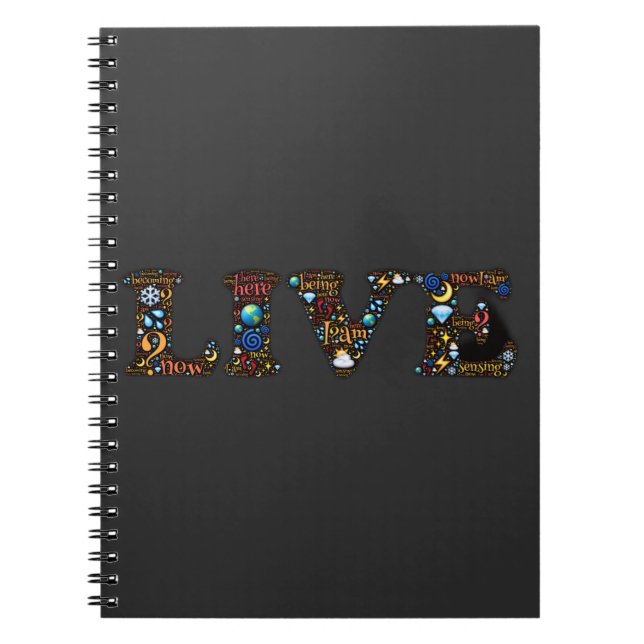 Caderno Espiral Arte de Palavras Inspiradoras para Viver no Presen (Frente)