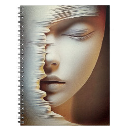 Caderno Espiral Arte de Parede de Rosto Feminino Abstrato – Textur