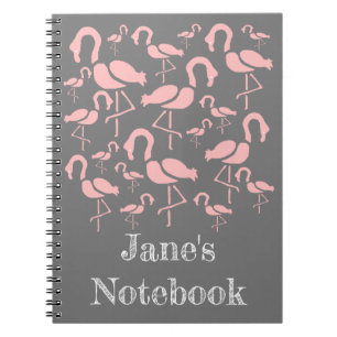 Caderno Espiral Arte de pássaro Flamingo Rosa Divertido