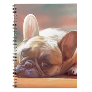 Caderno Espiral Arte de pintura em aquarela de Bulldog Francês Fof
