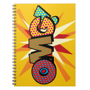Caderno Espiral Arte de Pop de Livro de Comédia Retro OMG Fun