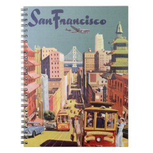 Caderno Espiral Arte de Poster de Viagem de San Francisco de Carri