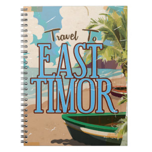 Caderno Espiral Arte de pôster de viagem vintage do Timor-Leste.