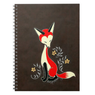 Caderno Espiral Arte de raposa moderna e fofa