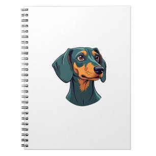 Caderno Espiral Arte de retrato de Dachshund vintage Ilustração de