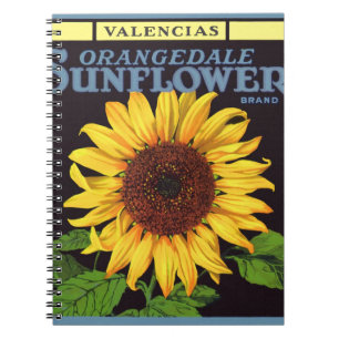 Caderno Espiral Arte de rótulo de caixa de frutas vintage Orangeda