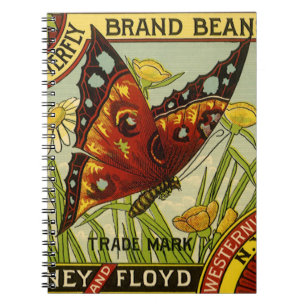 Caderno Espiral Arte de rótulo de legume vintage, feijão marca But