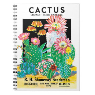 Caderno Espiral Arte de rótulo de pacote de sementes vintage Plant