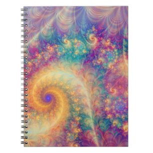 Caderno Espiral Arte de Vórtice Fractal Abstrato Fantasia Capricho
