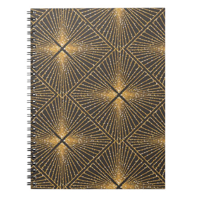 Caderno Espiral Arte Deco Padrão Geométrico Sem Olhos. Elegante Wa (Frente)