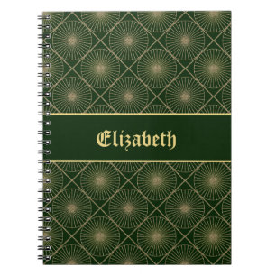 Caderno Espiral Arte Deco Personalizada Nome Geométrico em Turques