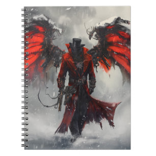 Caderno Espiral Arte Digital Demônio Fogo a Vapor