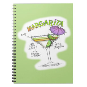 CADERNO ESPIRAL ARTE DO COCKTAIL DA RECEITA DE MARGARITA