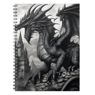 Caderno Espiral Arte do Dragão Gótico Detalhado
