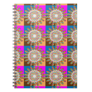 Caderno Espiral Arte do girassol do chakra da faísca do SOL por
