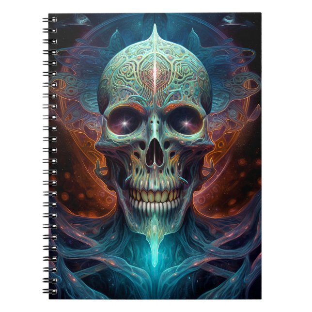 Caderno Espiral Arte do Horror Gótico do Crânio Surreal (Frente)