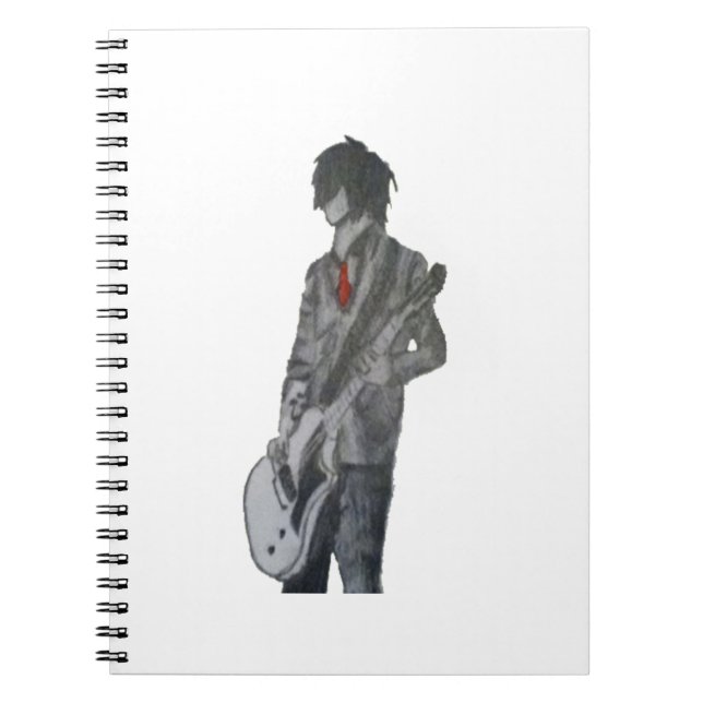 Caderno Espiral Arte do lápis da cara da guitarra (Frente)