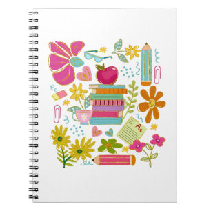 Caderno Espiral Arte Doodle de Professora Fofa – Livros, Flores &