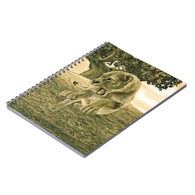 Caderno Espiral Arte Dramática de Leoa em Safari de Vida Selvagem (Left Side)