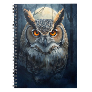 Caderno Espiral Arte em Aquarela de Coruja Mística   Coruja da Flo