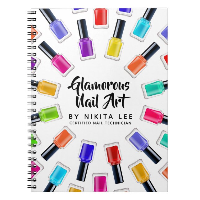 Caderno Espiral Arte em Esmalte de Unhas Arco-Íris Brilhante Tech  (Frente)