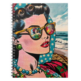 Caderno Espiral Arte em Estilo de Quadrinhos | Mulher Assistindo D