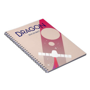 Caderno Espiral Arte Espacial vintage da nave espacial Dragon