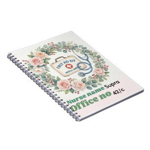 Caderno Espiral Arte Estética de Flor Silvestre e Kit de Primeiros