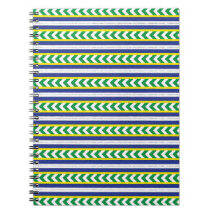 Caderno Espiral Arte étnica latgale verde e azul letã