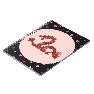 Caderno Espiral Arte Fantasia Padrão Estrela Dragão Chinês