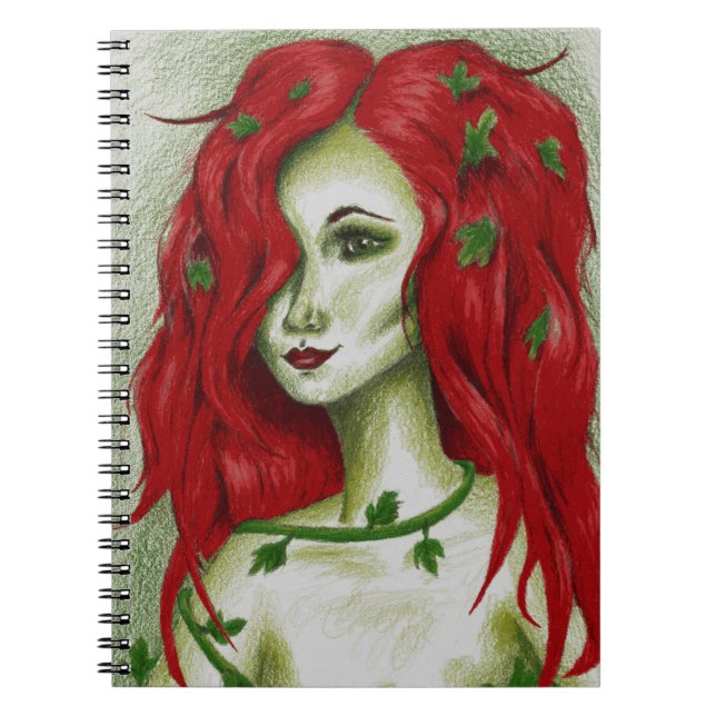 Caderno Espiral Arte Fantasia Pixie Mulher Ruiva Ninfa Ivy (Frente)