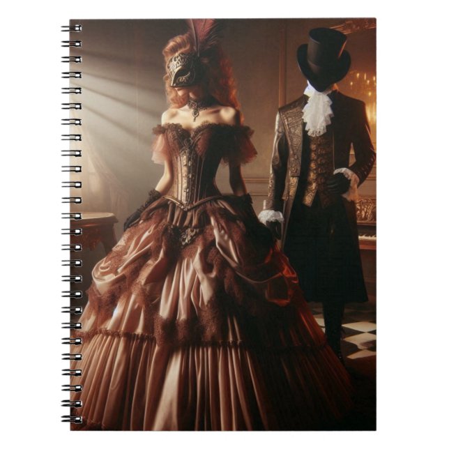 Caderno Espiral Arte Fantasia Steampunk Vitoriana Máscara  (Frente)