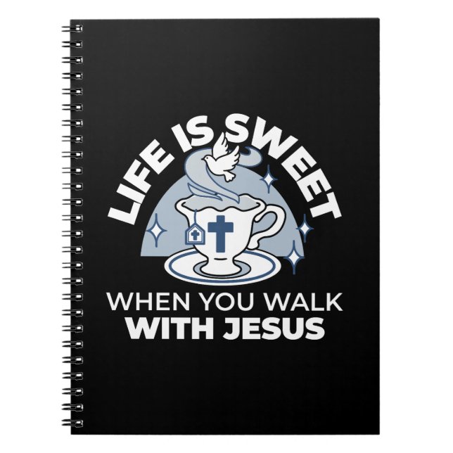 Caderno Espiral Arte Fiável - Teacup com Cruz e Dove (Frente)