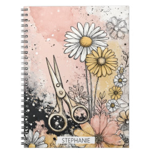 Caderno Espiral Arte Floral Abstrata em Aquarela