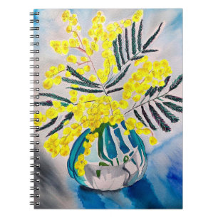 Caderno Espiral Arte floral australiana original de Wattle