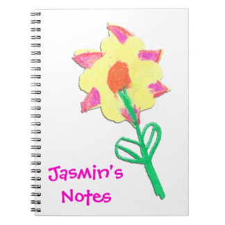 Caderno Espiral Arte Floral de Jasmin por Crianças Personalizada