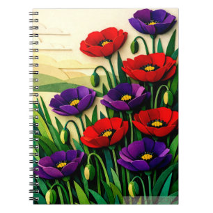 Caderno Espiral Arte Floral de Papel Recortado em Camadas de Papou