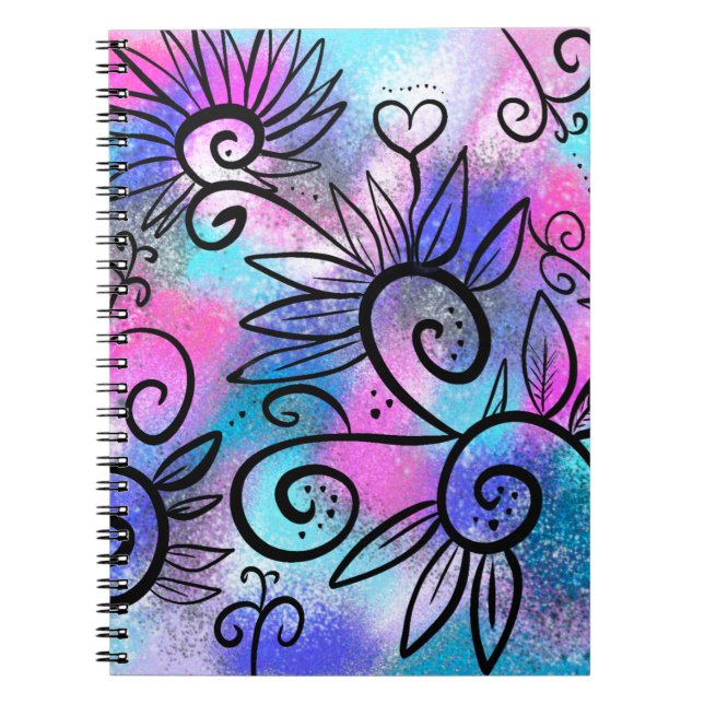Caderno Espiral Arte floral engraçada (Frente)