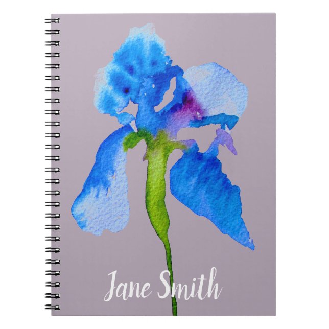 Caderno Espiral Arte floral floral moderna Iris (Frente)