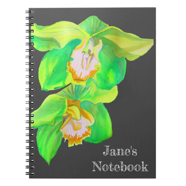 Caderno Espiral Arte floral moderna das orquídeas (Frente)