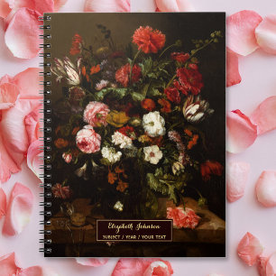 Caderno Espiral Arte Floral Personalizada Letra Elegante Nome em D