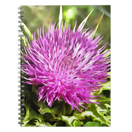 Caderno Espiral Arte Floral Roxa de Flor Selvagem