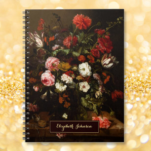 Caderno Espiral Arte Floral Vintage Nome Personalizado Monograma D