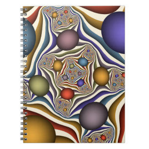 Caderno Espiral Arte Fractal Abstrato Colorida