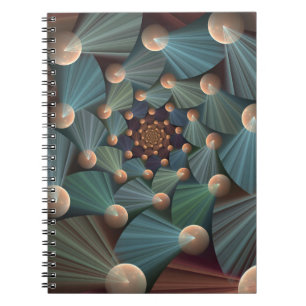 Caderno Espiral Arte Fractal abstrato com Azul De Chapa Marrom Pro